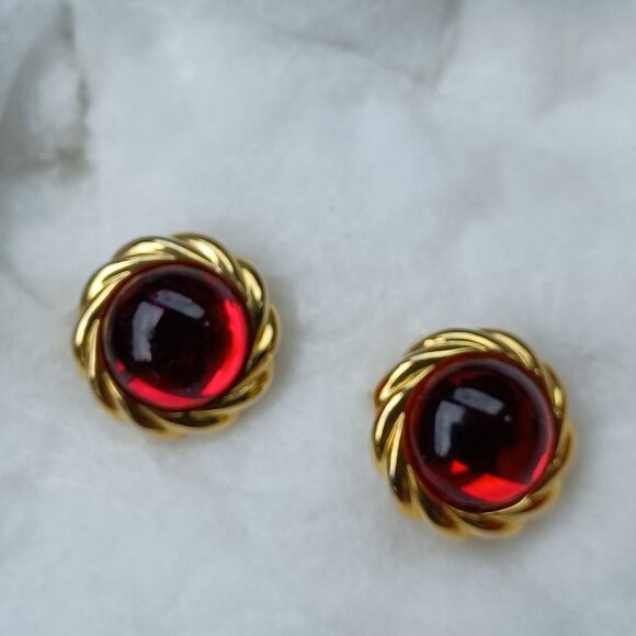 Vintage Kenneth Jay Lane Interchangeable Earrings Round 80s Earrings - Picture 2 of 7